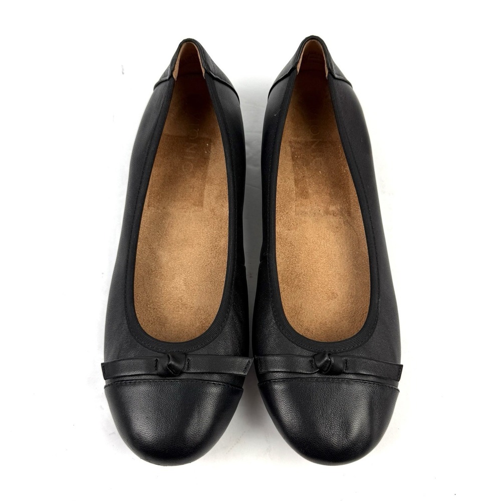 Vionic Amorie Flats 7 Black Soft Leather Slip On‎ Shoes Coquette Parisian Chic